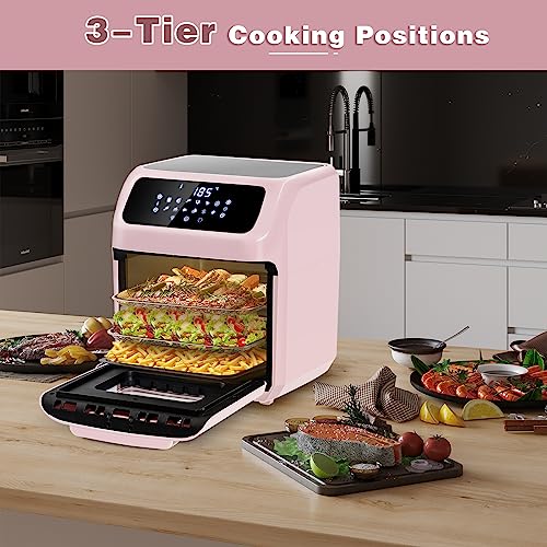 LLIVEKIT 12L Family Air Fryer: 12 Presets, Oil-Free, 1800W, Rosa