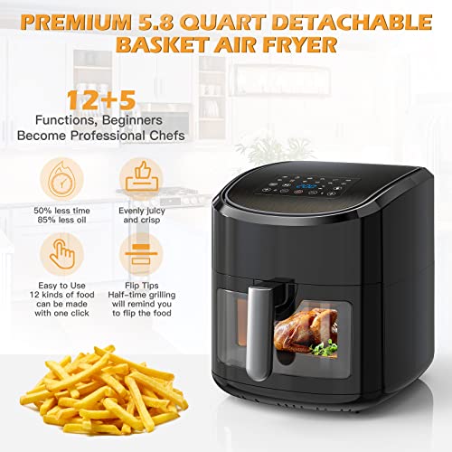 EUARY 9L Large Dual Basket Air Fryer - 8-In-1 Compact Oven