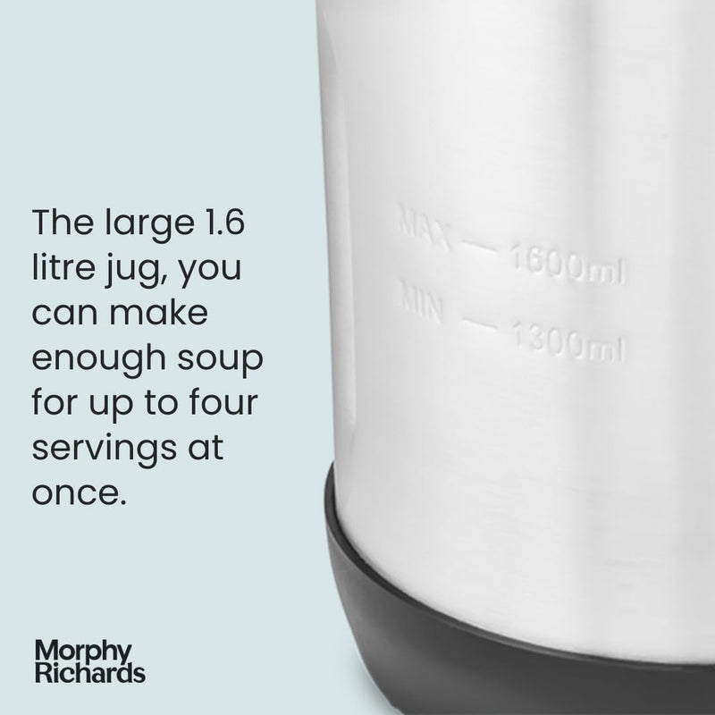 Morphy Richards 1.6L Soup Maker: Dual Programme, Stainless Steel