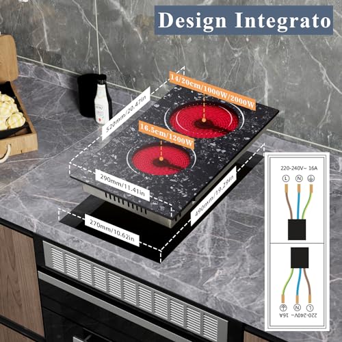 Hobsir 60cm Ceramic Electric Hob - Touch Control, 4 Zones, 6000W