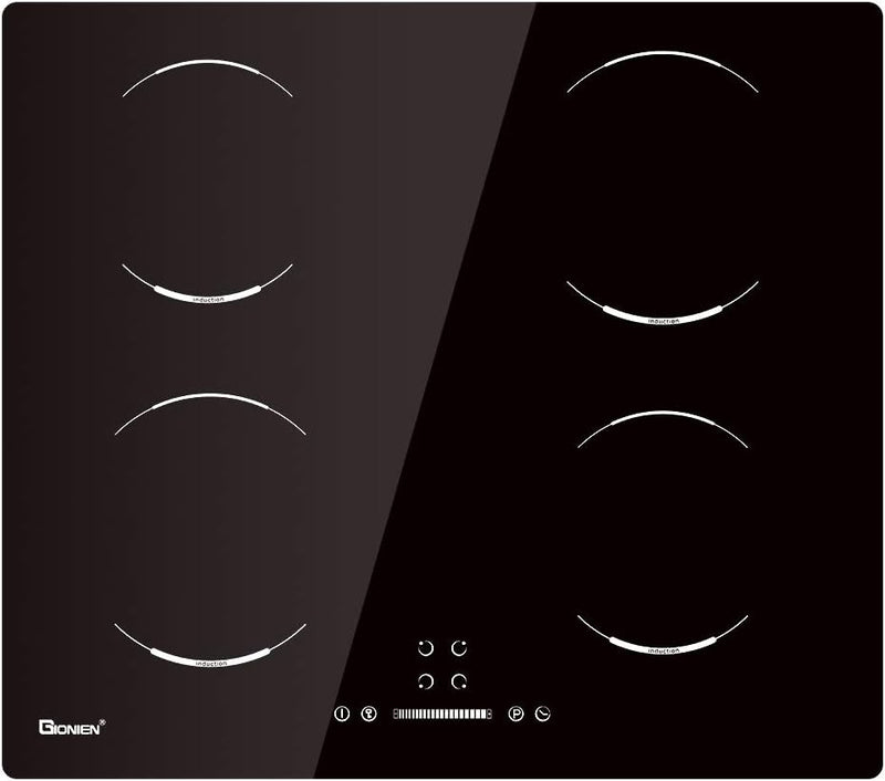 GIONIEN 60cm Induction Hob, 4 Burners, Black Ceramic Glass