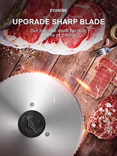 FOHERE Electric Meat Slicer - 200W, 2 Stainless Steel Blades