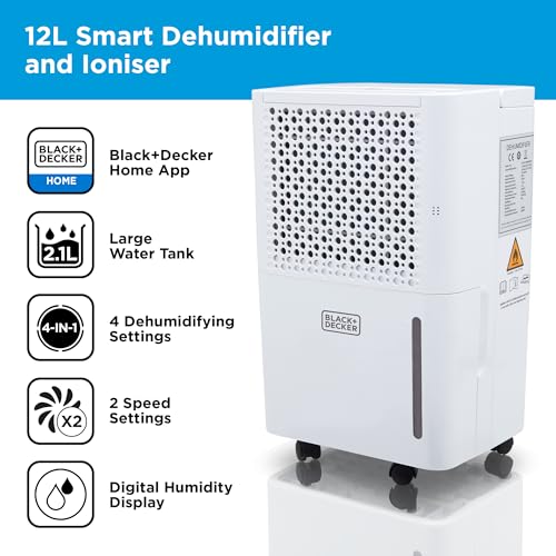 BLACK+DECKER 20L Dehumidifier | 4-in-1 | LED Display | White