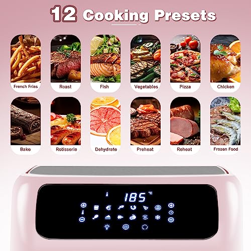 LLIVEKIT 12L Family Air Fryer: 12 Presets, Oil-Free, 1800W, Rosa