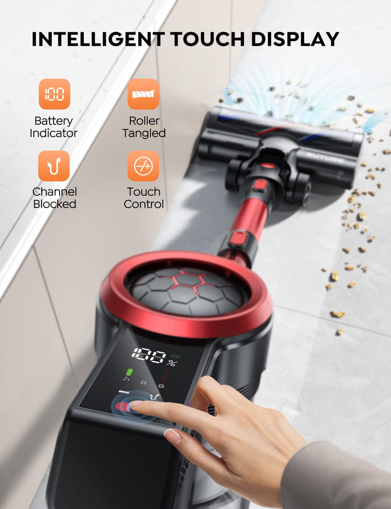 BuTure 450W Cordless Stick Vacuum, Smart Touch Display