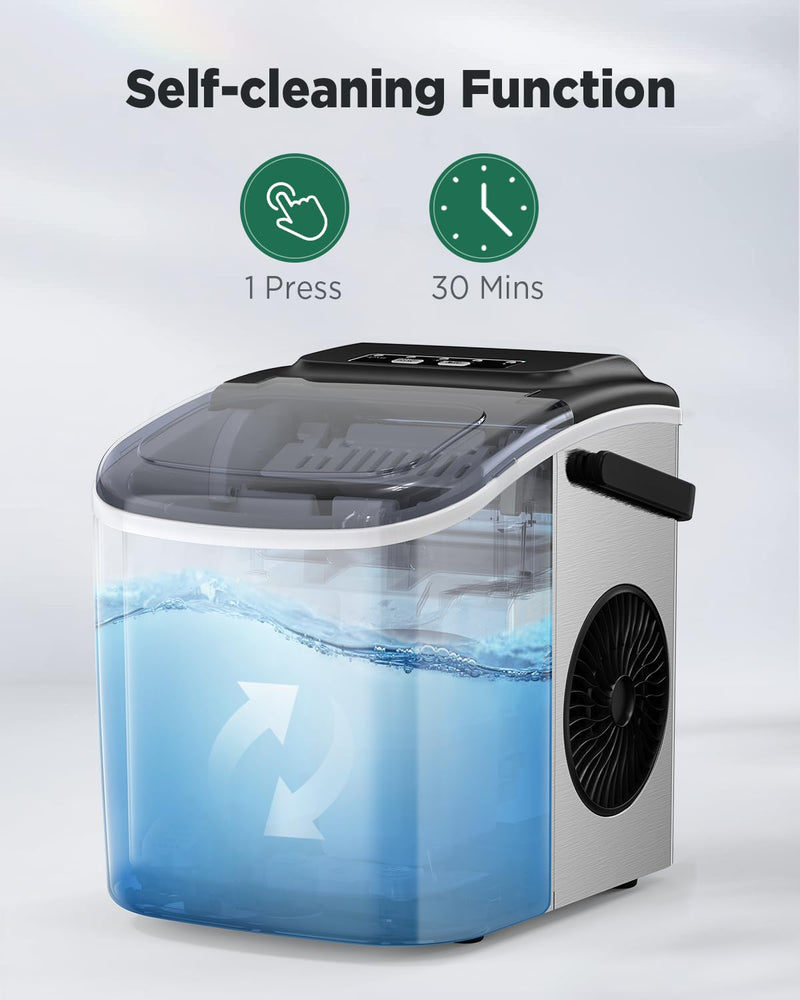 Silonn Countertop Ice Maker - 9 Cubes in 6 Mins, 12KG/24Hrs