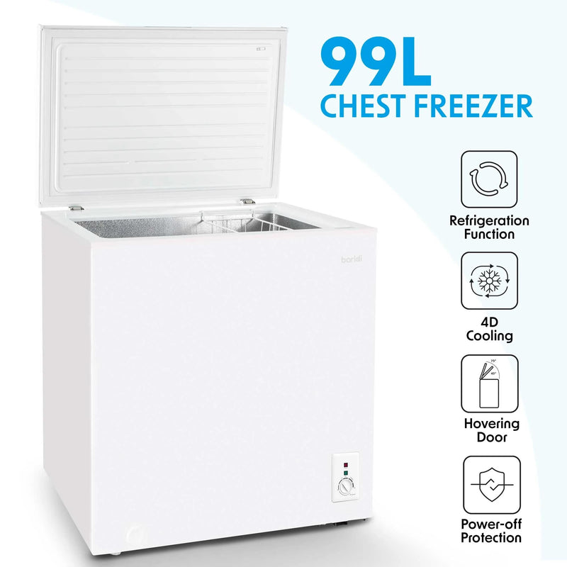 Baridi 142L Chest Freezer: Garage Safe, Adjustable Thermostat