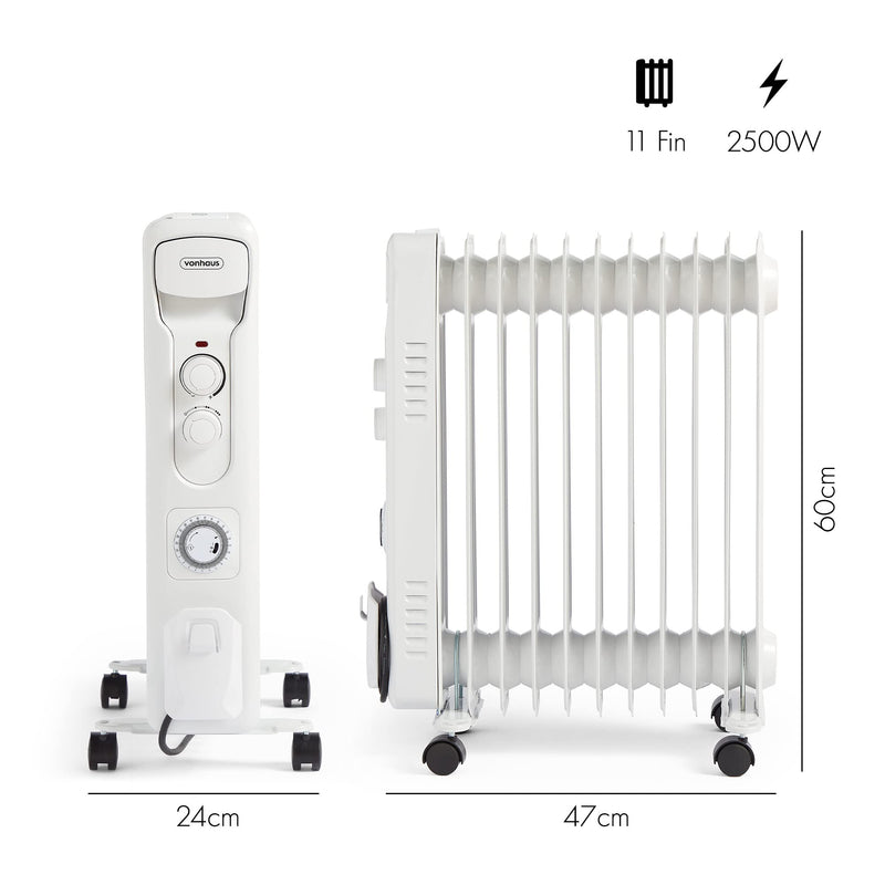 VonHaus 11 Fin Oil Filled Radiator: Portable Electric Heater