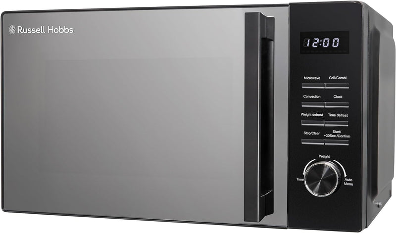 Russell Hobbs 23L Black Microwave: 3-in-1 Grill & Oven, 10 Settings