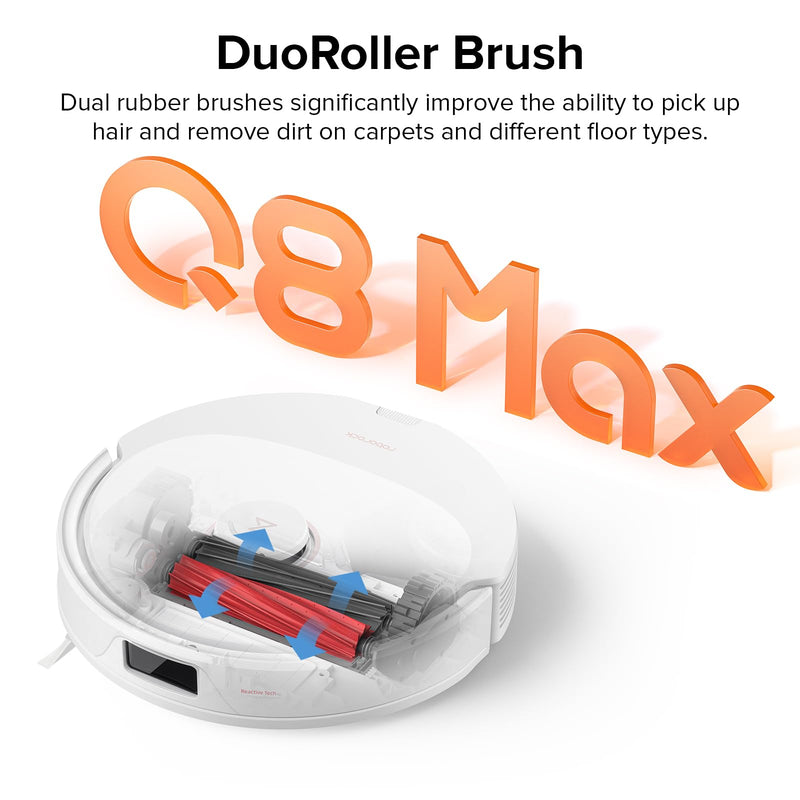 Roborock Q8 Max+ Robot Vacuum: Self-Emptying, Dual Brush, 5500Pa