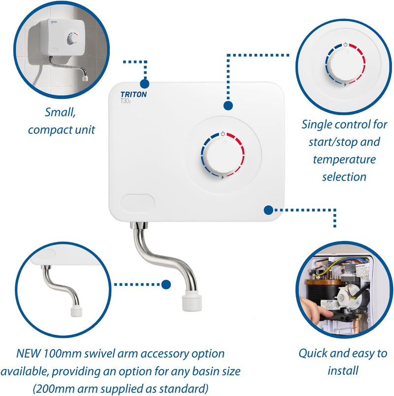 Triton Showers SPT303I T30I handwash Water Heater, White