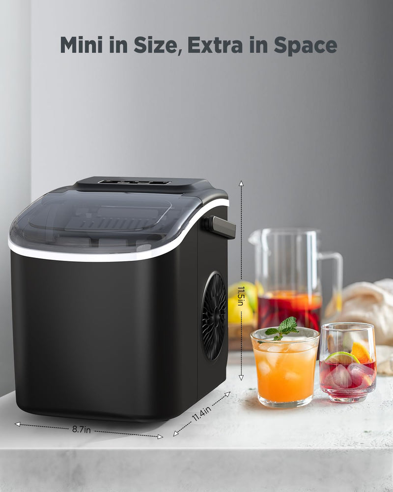 Silonn Countertop Ice Maker - 9 Cubes in 6 Mins, 12KG/24Hrs