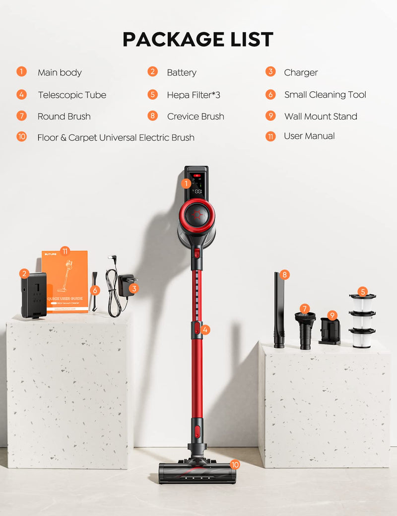 BuTure 450W Cordless Stick Vacuum, Smart Touch Display