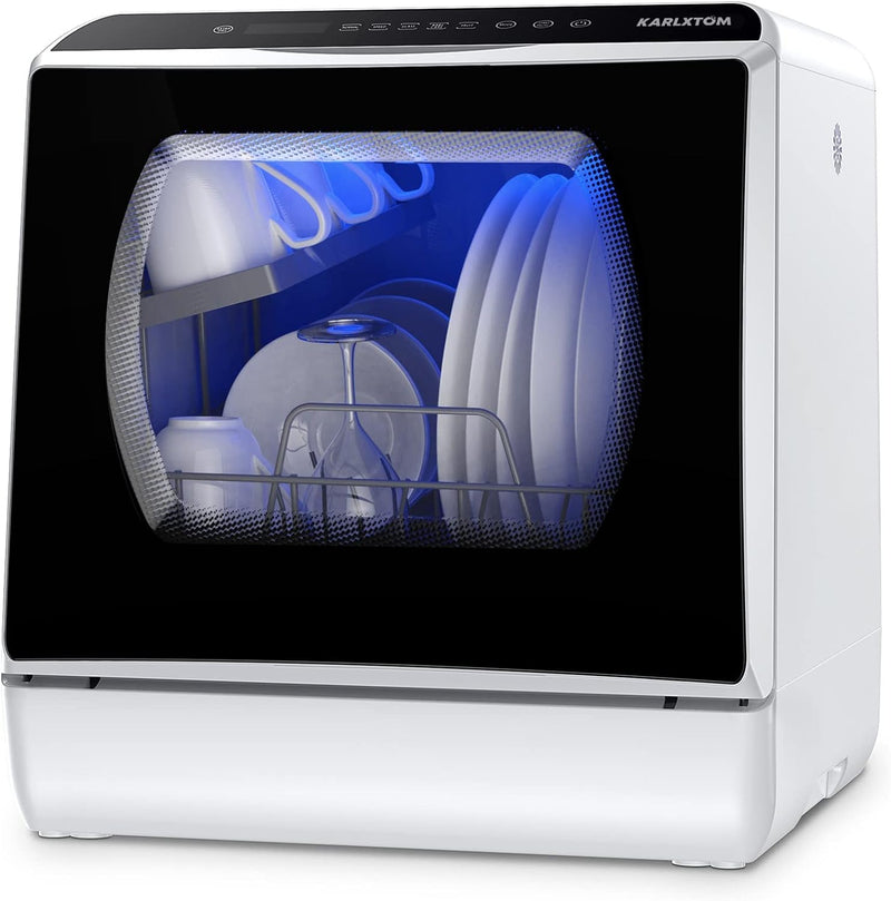 Karlxtom 6-Program Tabletop Dishwasher, Touch Control, Auto-Drying