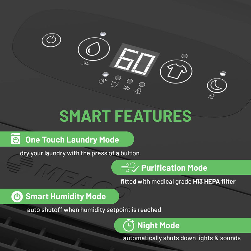 MeacoDry Arete One 12L Dehumidifier & Air Purifier, Energy-Efficient