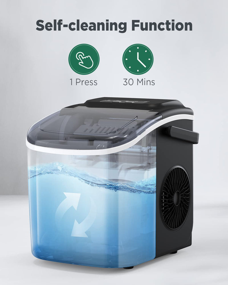 Silonn Countertop Ice Maker - 9 Cubes in 6 Mins, 12KG/24Hrs