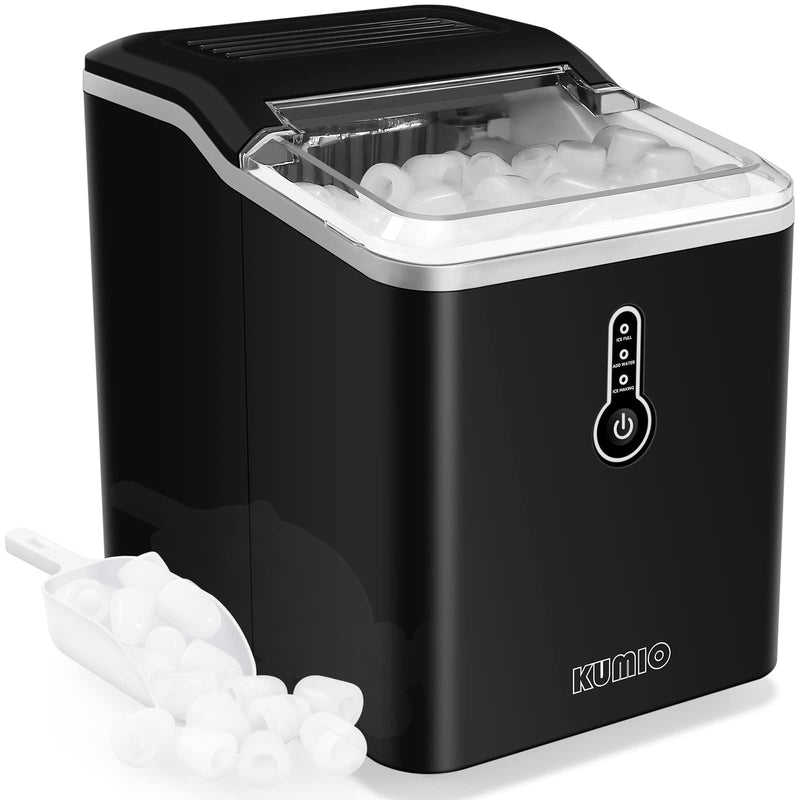 KUMIO Ice Maker Countertop, 12kg/24h, 9 Bullet Ice, Portable, Black