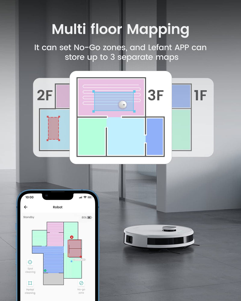 Lefant M1 Robot Vacuum Cleaner with Mop, 4000Pa, Wi-Fi/App/Alexa