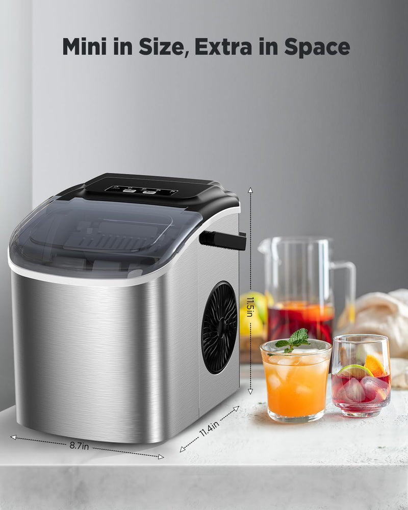 Silonn Countertop Ice Maker - 9 Cubes in 6 Mins, 12KG/24Hrs