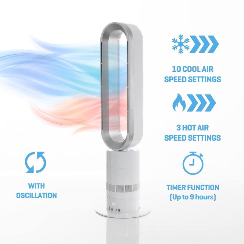 Daewoo Bladeless Tower Heater & Fan, Remote Control, 1950W, White