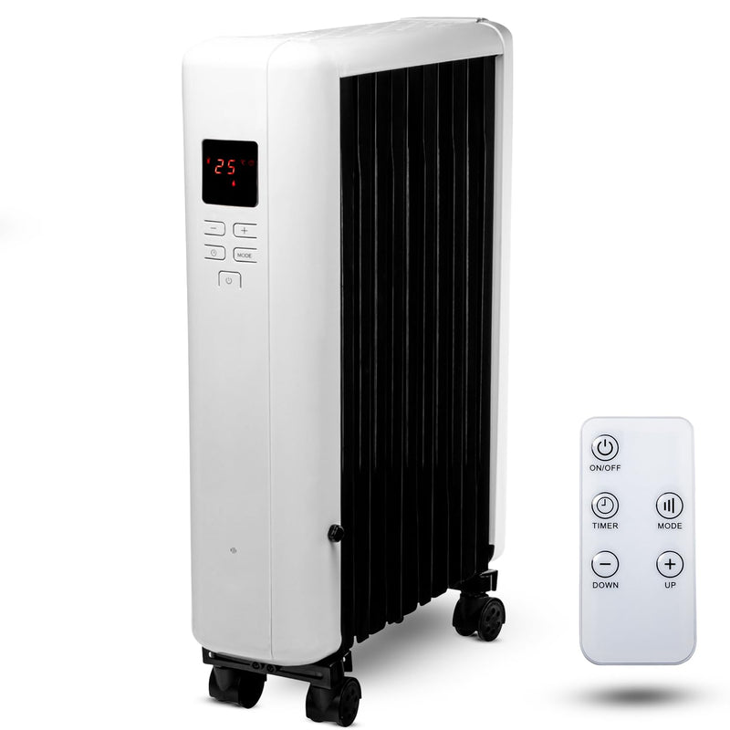 CUQOO 2500W Oil Filled Radiator | Remote Control, 3 Heat Settings