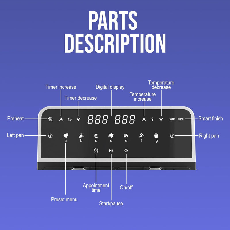 Belaco 9L Dual Zone Air Fryer, Digital Display, Dishwasher Safe