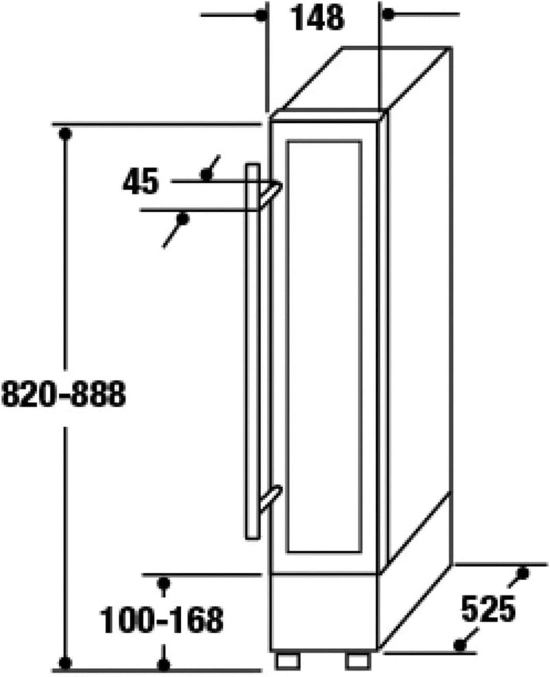 CDA Single Zone Under Counter Wine Cooler, 7 Bottle Capacity