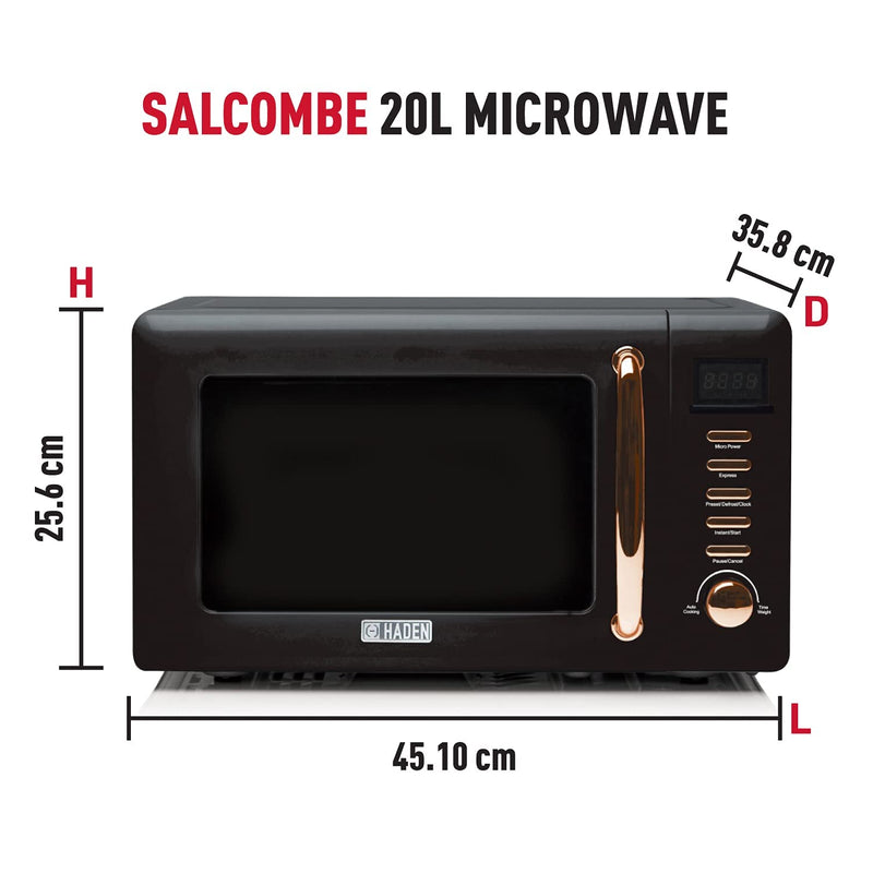 Haden Salcombe Microwave, 800W, 5 Power Levels, 8 Auto Cook Functions