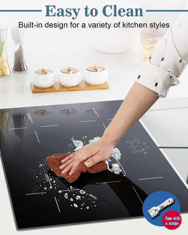 Karinear 60cm Induction Hob, 4 Zones, Touch Control, Black Glass