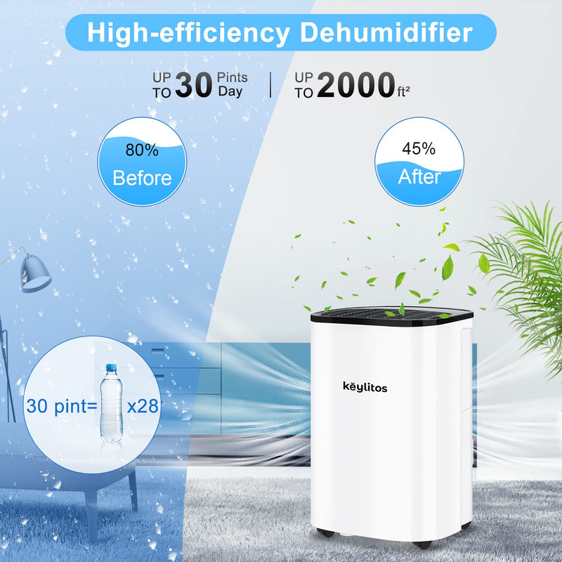 Keylitos 12L Dehumidifier, Digital Display, Quiet Operation