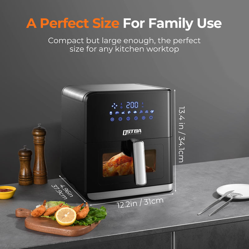 OSTBA 7.5L Oil-Free Air Fryer: Clear Window, LED Touch Screen