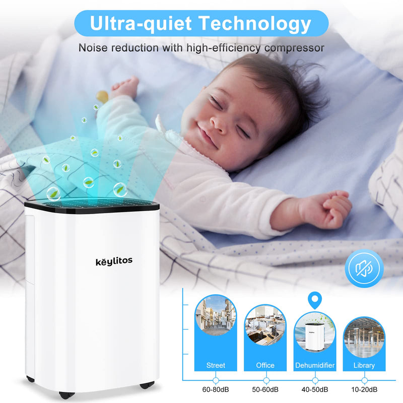 Keylitos 12L Dehumidifier, Digital Display, Quiet Operation