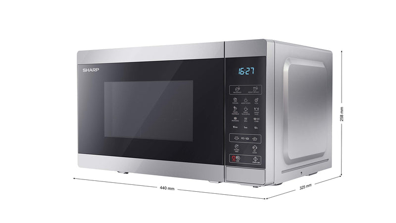 SHARP 28L Digital Microwave - 900W Grill, 11 Power Levels, Silver