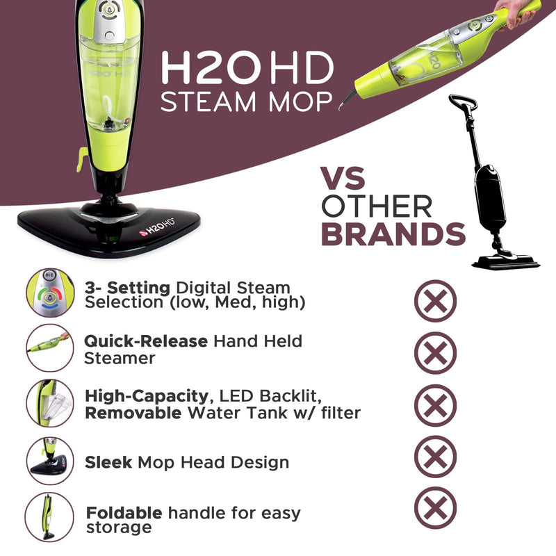 H2O HD Steam Mop & Handheld Cleaner, Multi-Surface Use