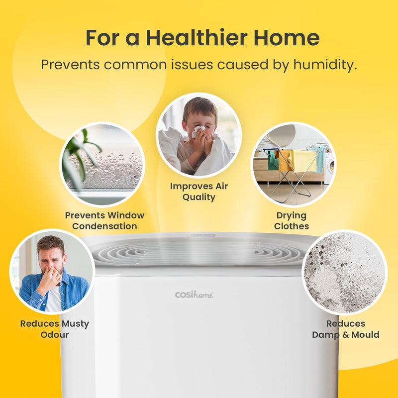 Cosi Home 12L/Day Dehumidifier - Energy Efficient Moisture Remover