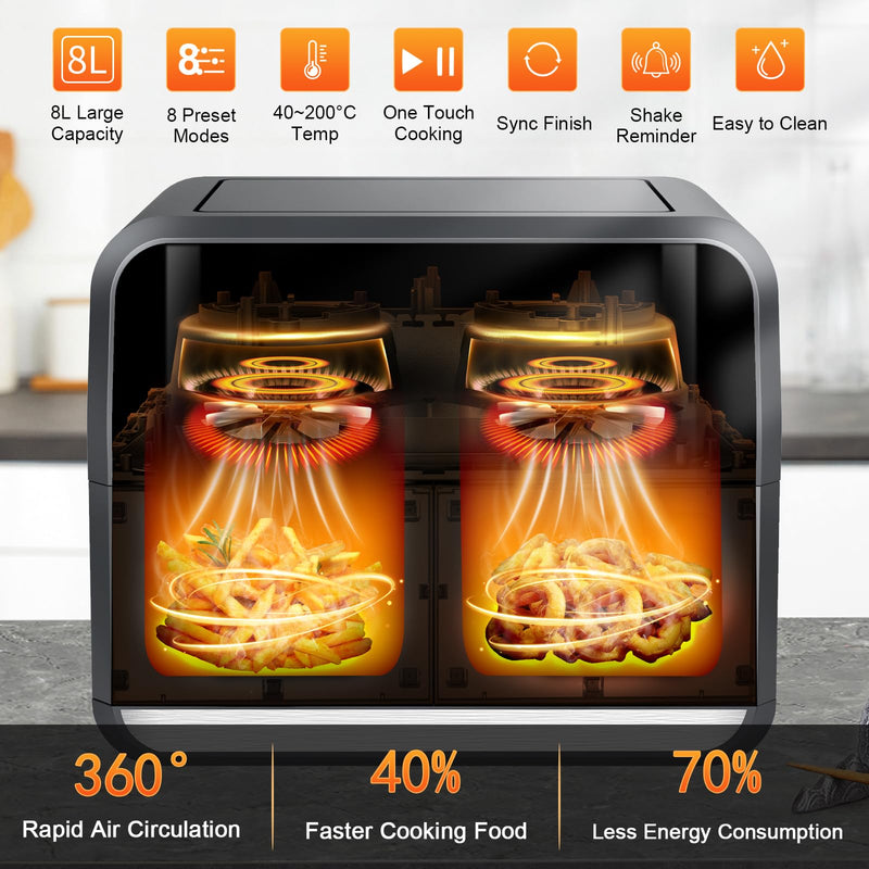 Uten 10L Digital Air Fryer Oven: 12 Preset Menus, LED Touch