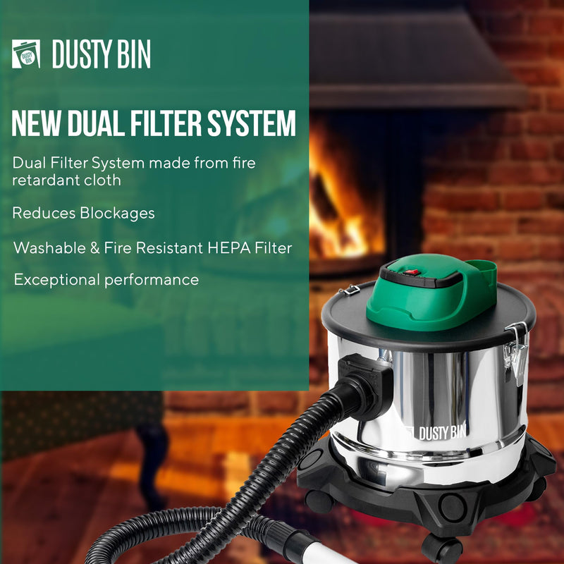 Dusty Bin DB19R Rechargeable Ash Vacuum - Cordless Fireplace Vac