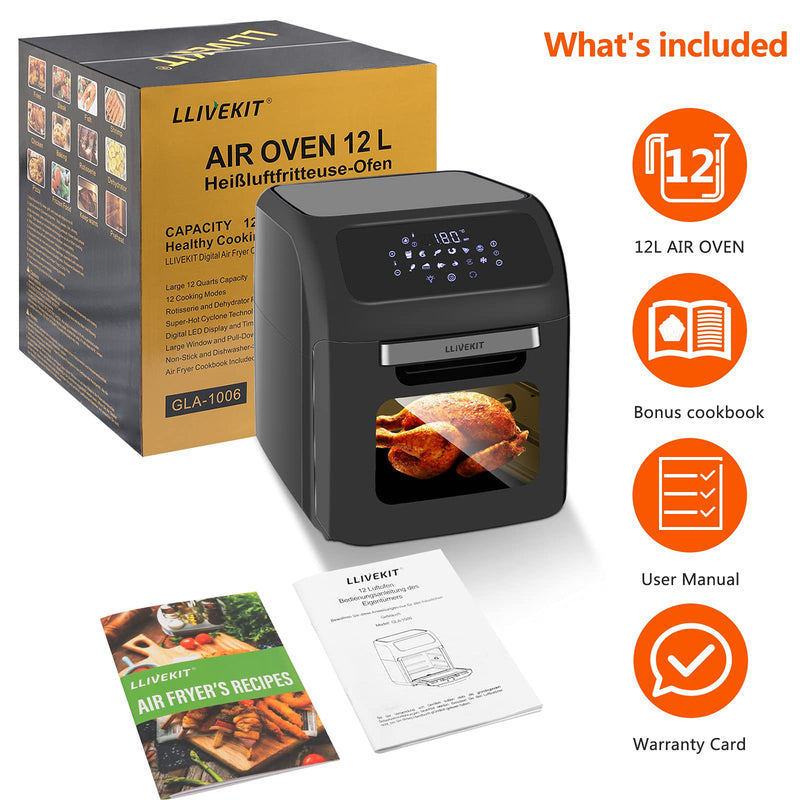 LLIVEKIT 12L Family Air Fryer: 12 Presets, Oil-Free, 1800W, Rosa