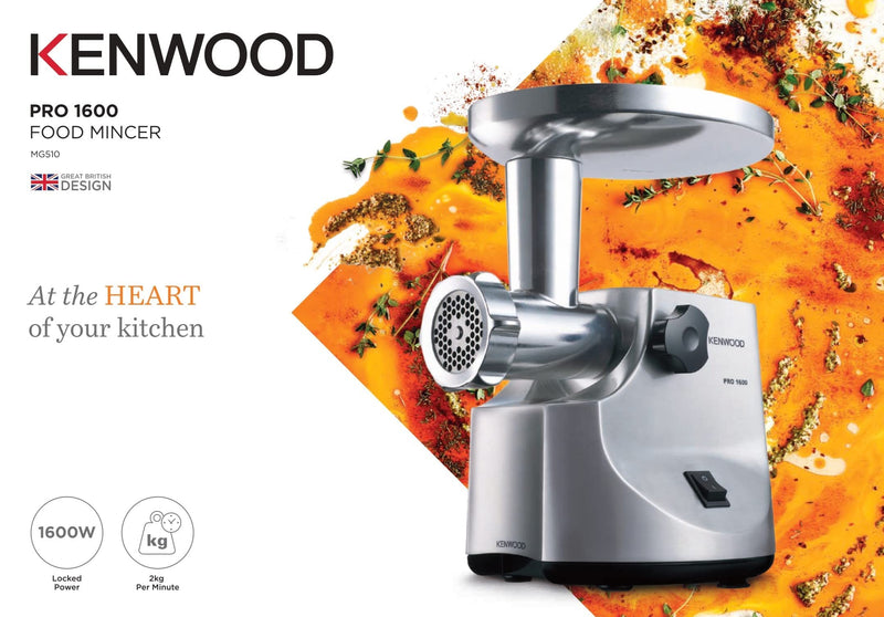 Kenwood MG510 Meat Grinder, 1600 W, Silver