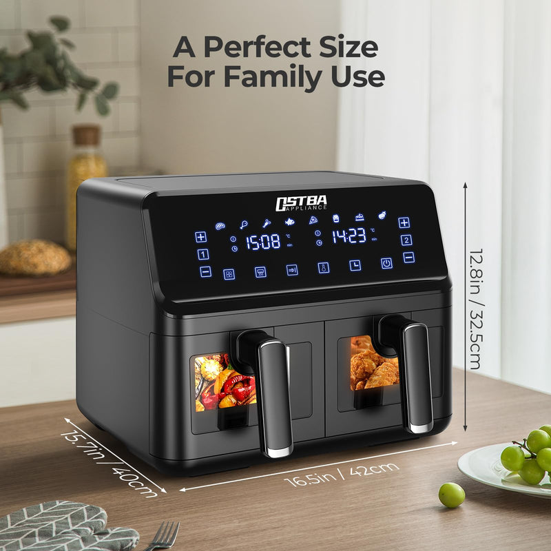 OSTBA 7.5L Oil-Free Air Fryer: Clear Window, LED Touch Screen