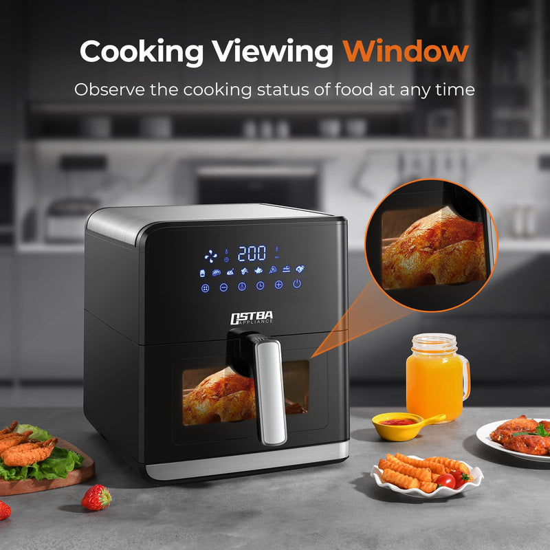 OSTBA 7.5L Oil-Free Air Fryer: Clear Window, LED Touch Screen