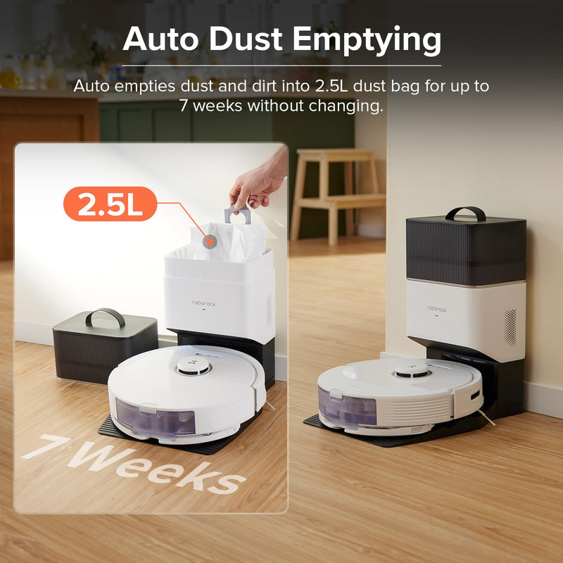 Roborock Q8 Max+ Robot Vacuum: Self-Emptying, Dual Brush, 5500Pa