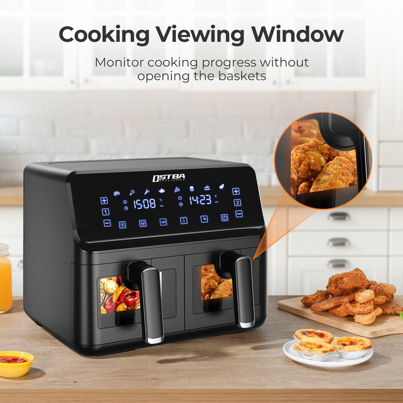 OSTBA 7.5L Oil-Free Air Fryer: Clear Window, LED Touch Screen