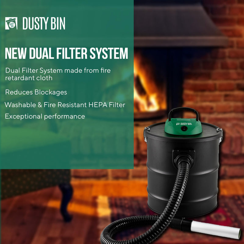 Dusty Bin DB19R Rechargeable Ash Vacuum - Cordless Fireplace Vac