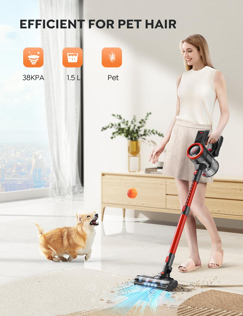 BuTure 450W Cordless Stick Vacuum, Smart Touch Display