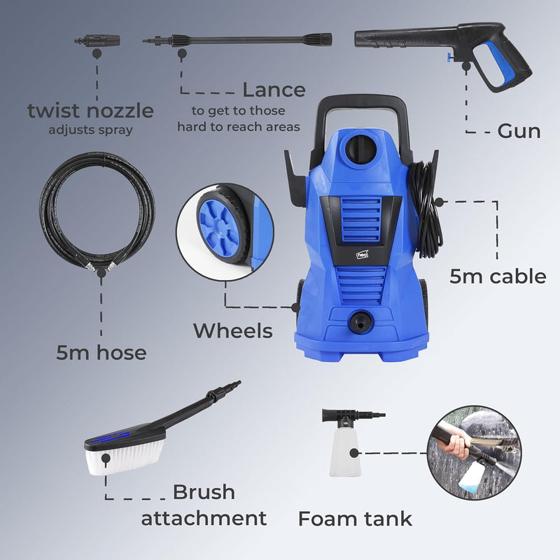 Neo® 110 Bar High Pressure Washer: Jet Water Patio Cleaner