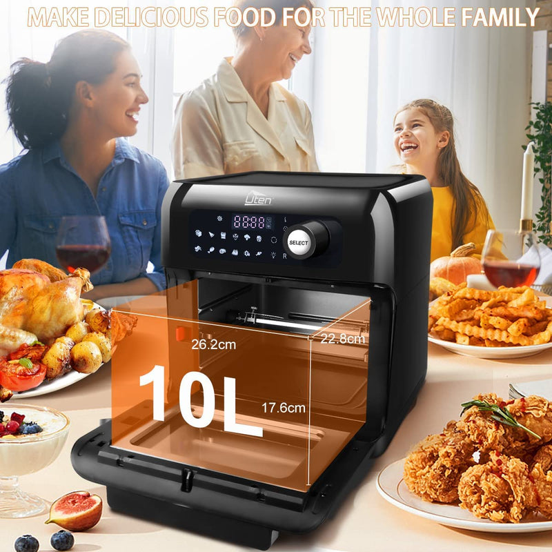 Uten 10L Digital Air Fryer Oven: 12 Preset Menus, LED Touch