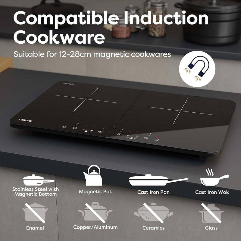 CIARRA CBTIH2 Portable Induction Hob 2800W Double Cooking Zones