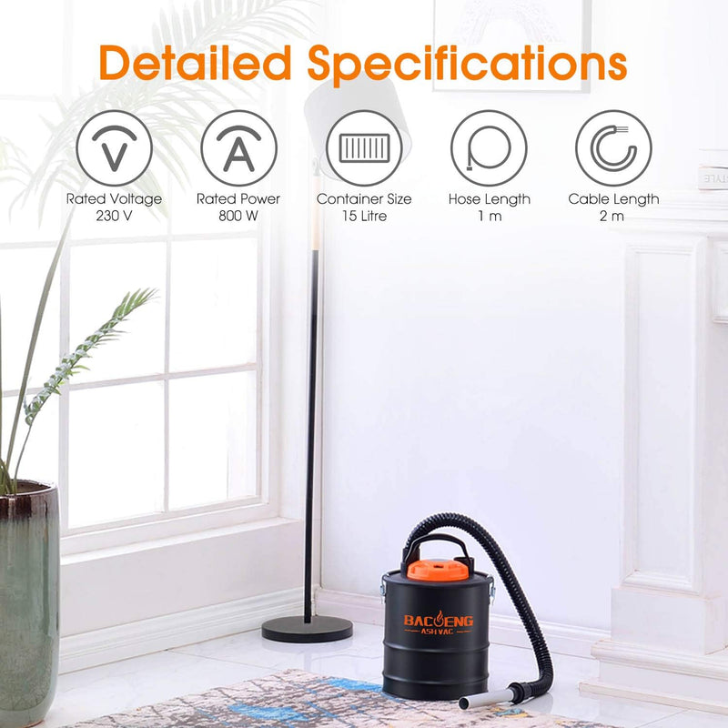 BACOENG 15L 800W Ash Vacuum Cleaner with Blowing Function