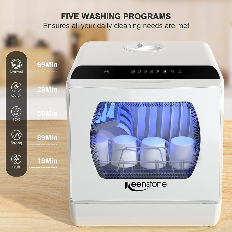 Keenstone Portable Countertop Dishwasher, 5 Washing Programs